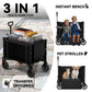 Foldable Wagon with Expandable Storage Space & Locking Front Wheels, Portable Collapsible Wagon Cart with 2 Cup Holder for Groceries, Camping, Shopping, Garden, Beach