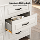 Farmhouse 6 Drawer Dresser for Bedroom, 47.2" Wide Double Dresser with Large Drawers, Wooden Chest of Drawers for Living Room, Hallway, Entryway, Nursery Room, White