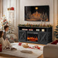 Electric Fireplace TV Stand for TVs up to 65", Farmhouse Entertainment Center with Fireplace, Black