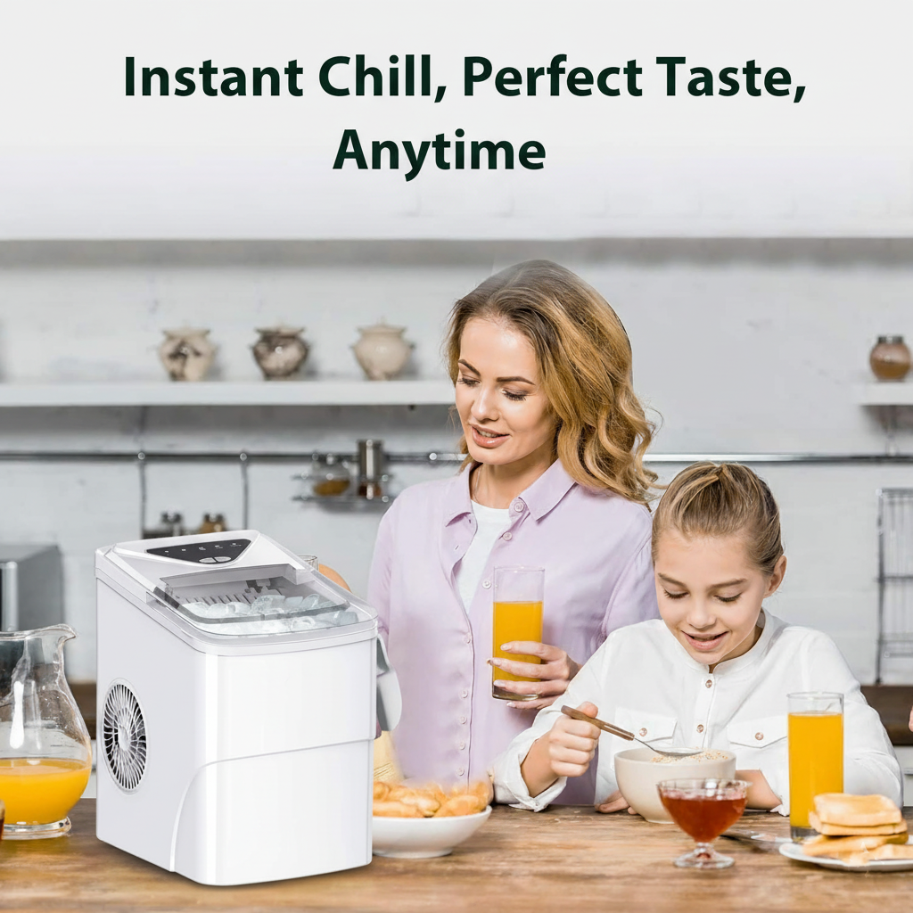 Philergo Ice Maker Countertop, 26lbs/Per Day, 9 Bullet Ice Cubes in 6 Mins, Self-Cleaning Ice Maker with Ice Scoop, Basket,2 Sizes of Bullet Shaped Ice for Home/Office/Kitchen,White