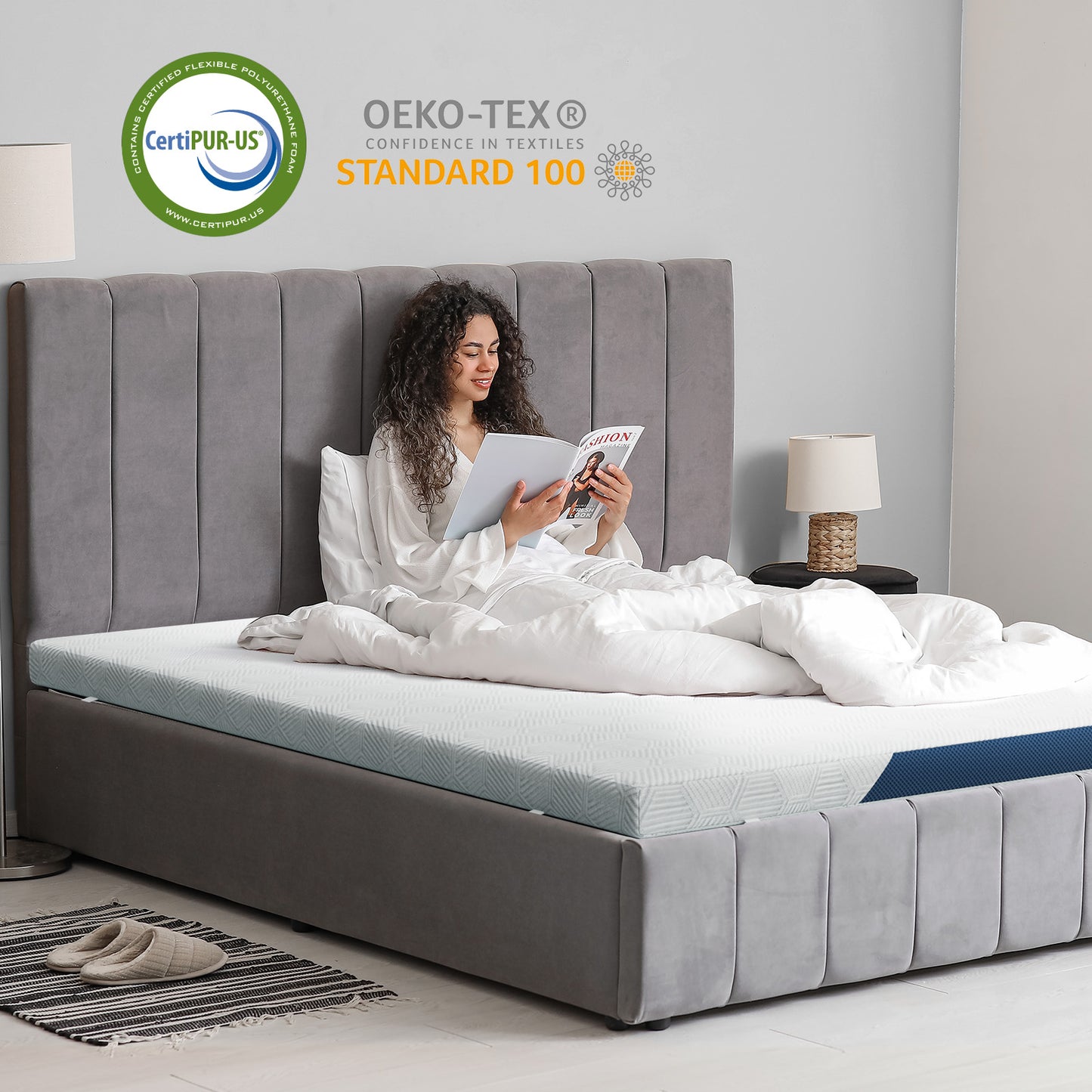 3 Inch Gel Cooling Memory Foam Mattress Topper with Removable & Washable Cover, CertiPUR-US Certified, Twin XL