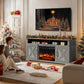 Electric Fireplace TV Stand for TVs up to 65", Farmhouse Entertainment Center with Fireplace, Grey