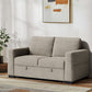 CHITOOMA 60'' Linen Pull Out Sofa Bed Convertible Sleeper Couch with Charging Port, Upholstered Sectional Sofa with 2 Pillows, Reclining Sofas for Living Room, Beige