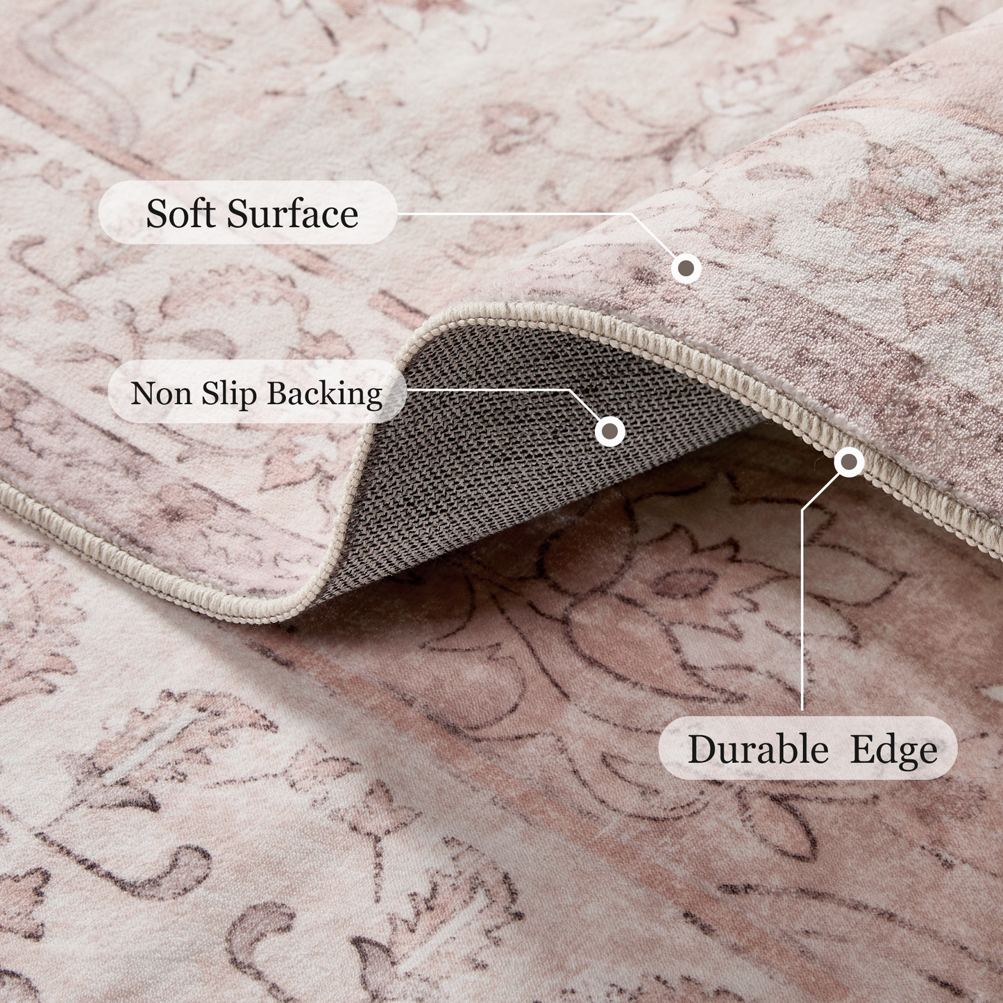 5'x7' Machine-washable Area Rugs for Living Room, Stain Resistant Non-Shed Carpet, Boho Area Rugs with Non-Slip Backing for Bedroom, Dining Room, Dorm, Office