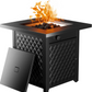 28" Propane Fire Pit Table with Lid and Rock, 60,000 BTU Gas Fire Pit for Outside Patio Garden Party