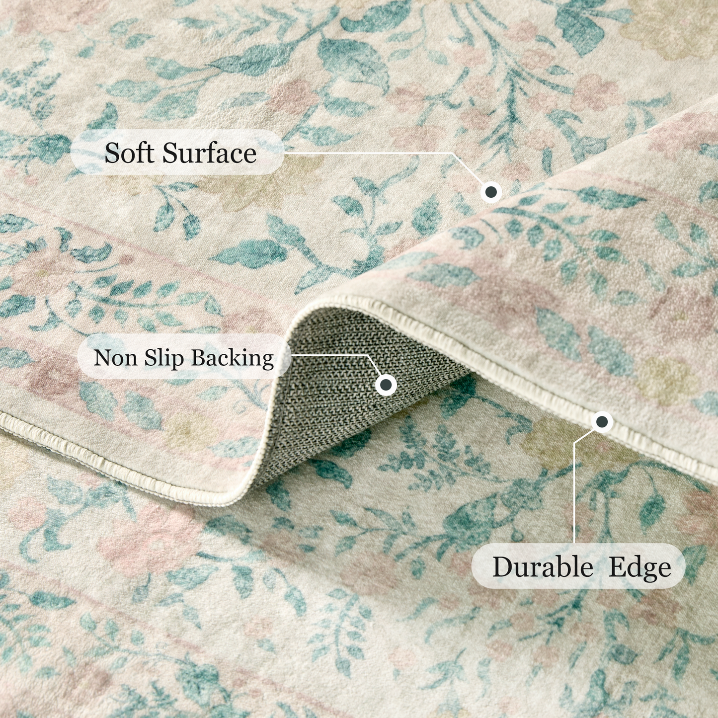 6'x9' Boho Area Rugs for Living Room, Machine Washable Stain Resistant Non-Shed Carpet, Area Rug with Non-Slip Backing for Bedroom, Dining Room, Dorm, Office