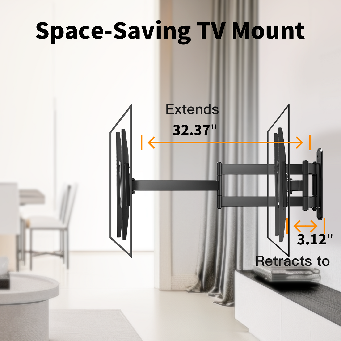 MountFTV Full Motion TV Wall Mount Bracket for Most 13-42 Inch LED LCD Flat Curved Screen TVs