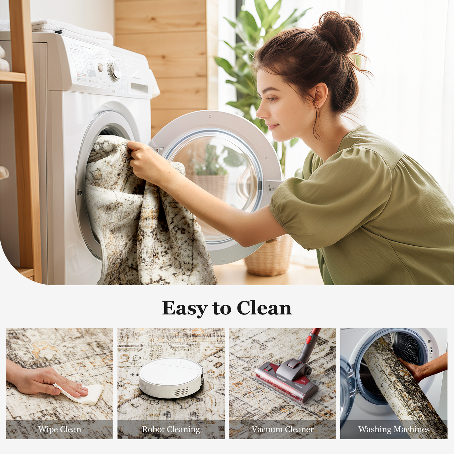 2'x6' Washable Runner Rug with Non-Slip Backing for Hallway, Kitchen, Entryway, Bedroom, Laundry, Bathroom
