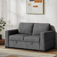 CHITOOMA 60'' Linen Pull Out Sofa Bed Convertible Sleeper Couch with Charging Port, Upholstered Sectional Sofa with 2 Pillows, Reclining Sofas for Living Room, Gray