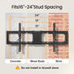 Low Profile Tilting TV Wall Mount Bracket for Most 37-75 inch Flat or Curved TVs, Fits 24”/18”/16” Studs, Max 600x400mm,up to 132 lbs