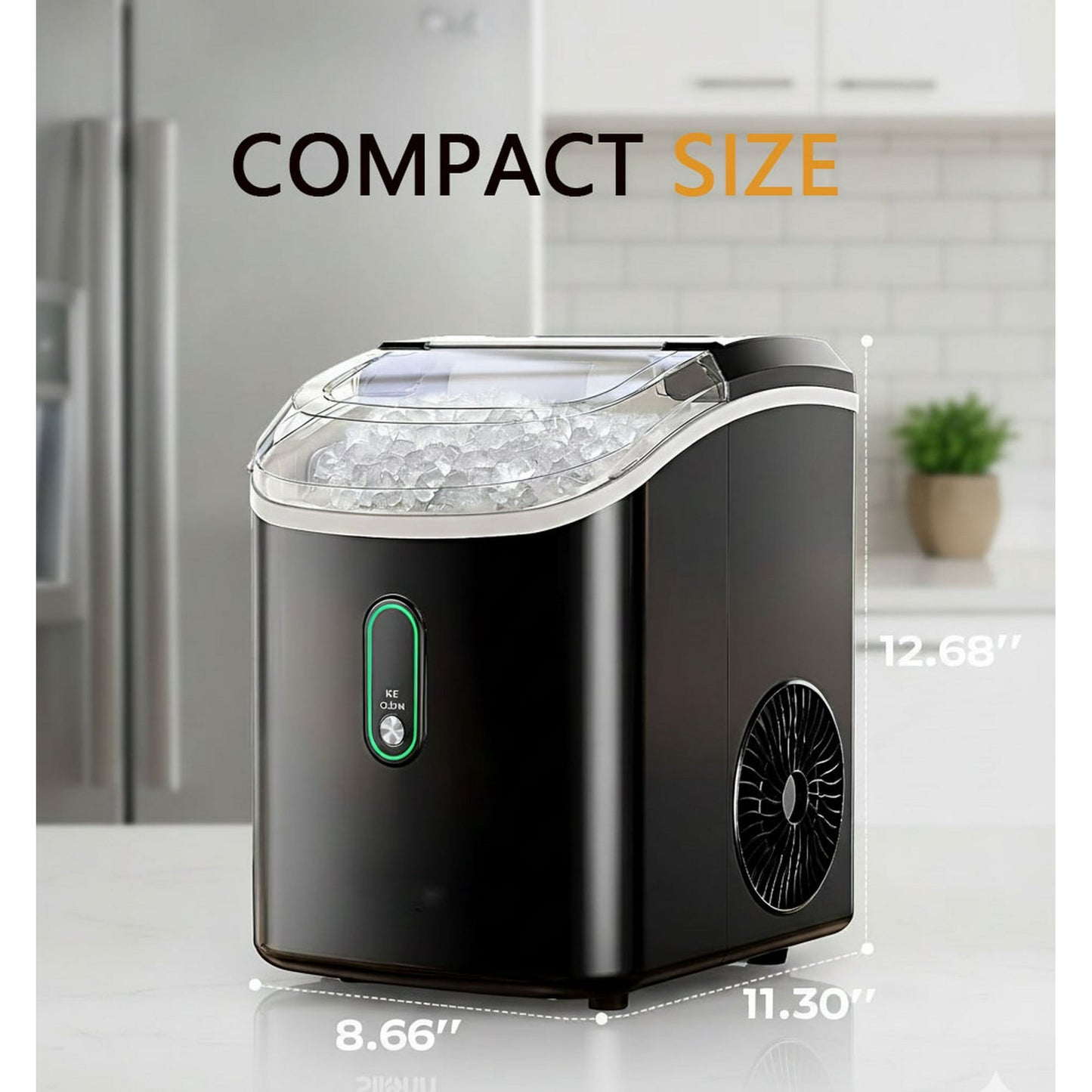 Philergo Nugget Ice Maker Countertop, 35lbs/Per Day, Self-Cleaning Sonic Ice Maker with Ice Scoop and Basket, Portable Chewable Pellet Ice for Home/Party/RV/Camping, Stainless Steels,Black