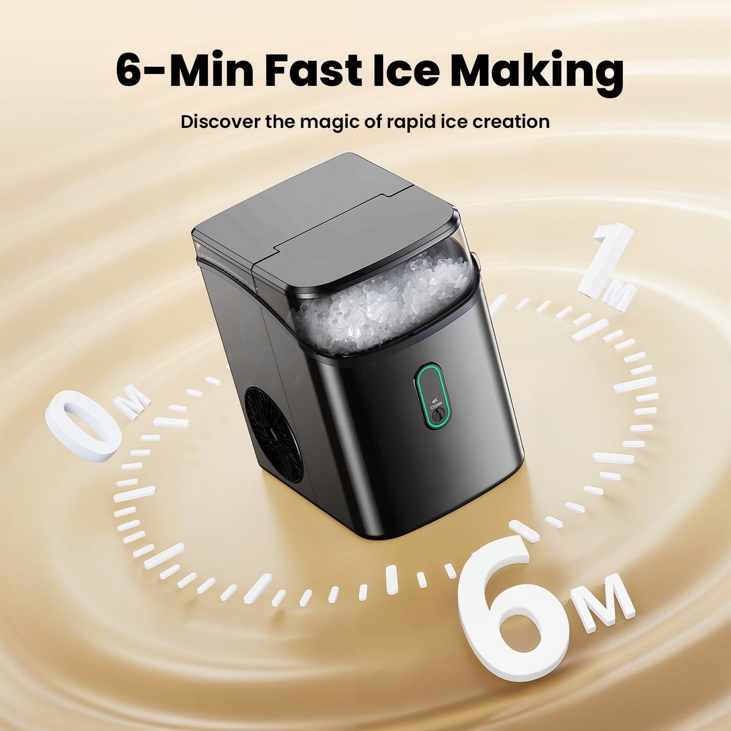 Philergo Nugget Ice Maker Countertop, WiFi Pebble Ice Machine with Timer and Self-Cleaning Function, 35 lbs/24 Hrs for Home, Kitchen, RV, Camping, Black