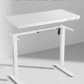 One Piece Glass Top Standing Desk with Drawer and Charging Ports, 55" x 24" Electric Height Adjustable Desk, Sit Stand up for Home Office, White