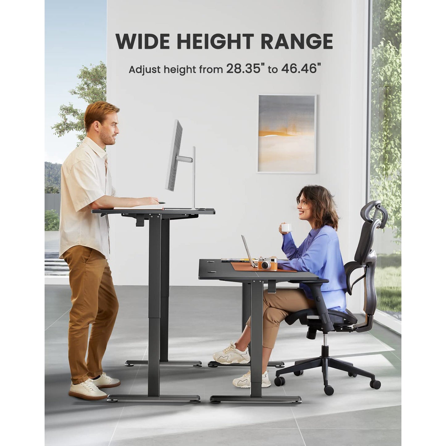 Kyspho Electric Standing Desk, 40 x 24 inch Height Adjustable Stand up Desk with Memory Preset, Sit Stand Home Office Desk, Black
