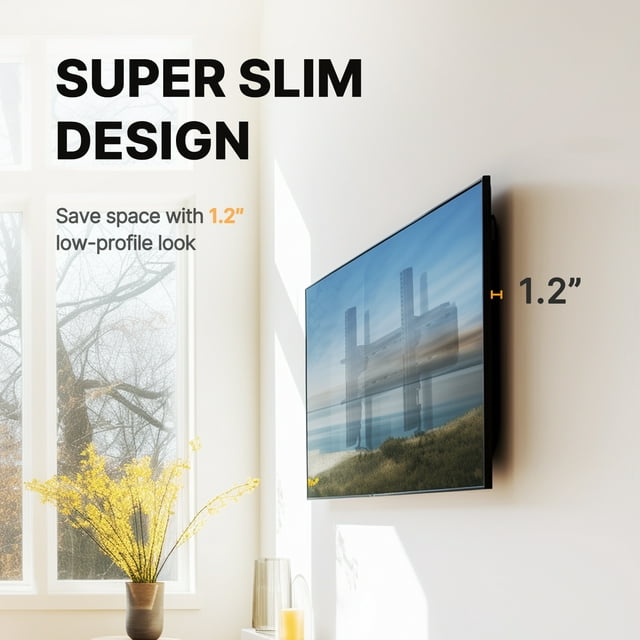 MountFTV Low Profile Tilting TV Wall Mount Bracket for 23-60 inch LED LCD OLED Flat Screen TVs with 400x400mm, Holds up to 115lbs