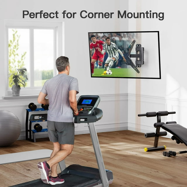 MountFTV Full Motion TV Wall Mount Bracket for Most 26-60 inch LED LCD Flat Curved Screen Monitors TVs, Max 400x400mm,Holds up to 77 lbs