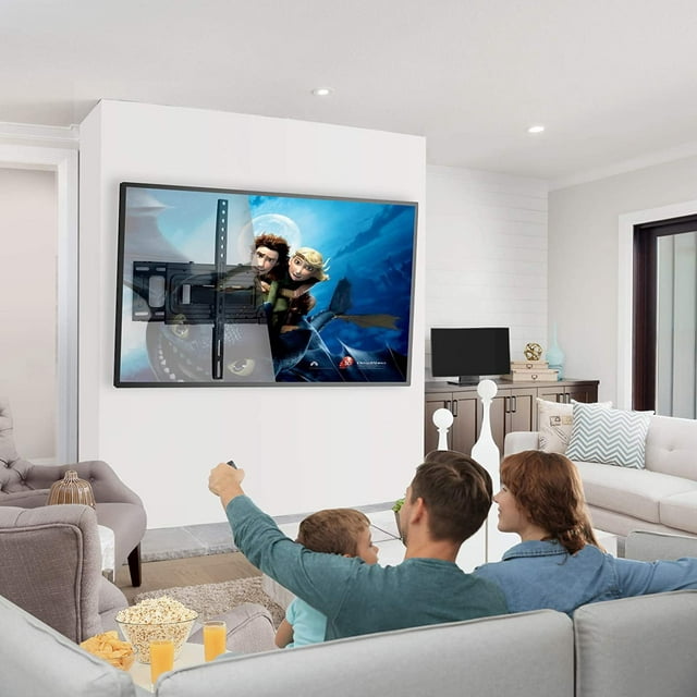 MountFTV Full Motion TV Wall Mount Bracket for 37-75 Inch LCD, QLED,OLED 4K Flat Curved TVs, Max 600x400mm,hold up to 132lbs