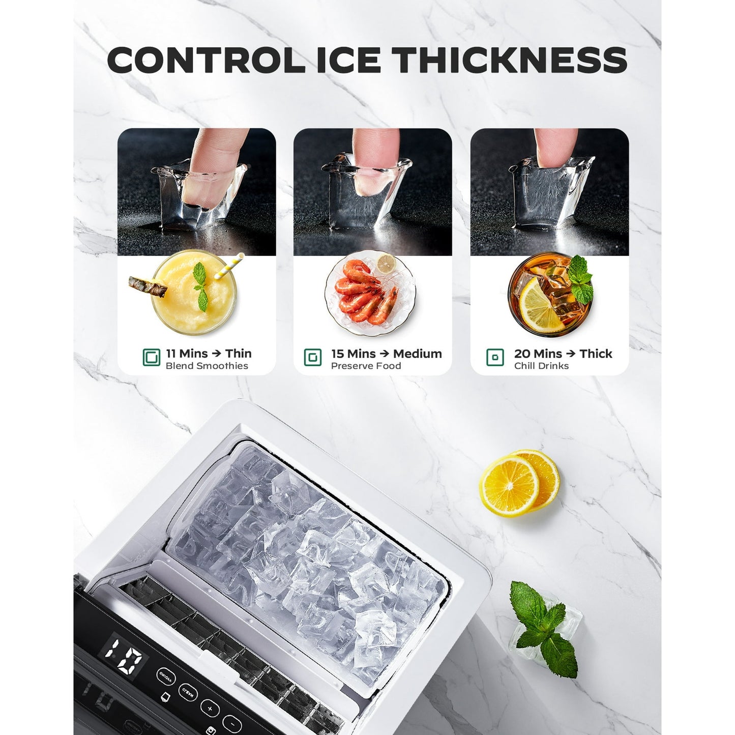 Philergo Ice Makers Countertop, 44lbs/24hrs Cubed Ice Machine with 2 Ways to Add Water, Auto Self-Cleaning for Home, Kitchen, Party, 24 Cubes Ready in 13 Mins, Stainless Steel
