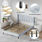 CHITOOMA Twin Bed Frame with Wingback Headboard, Velvet Upholstered Platform Bed Frame Twin Size No Box Spring Needed, Noise-Free, Heavy Duty, Light Grey