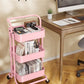 3-Tier Metal Rolling Cart Utility Cart Storage Cart with Lockable Wheels for Kitchen Bathroom Office(Pink)
