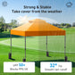 CHITOOMA 10 x 10ft Pop up Canopy Tent, Instant Outdoor Shelter Easy Portable Straight Leg Canopy Tent, Orange