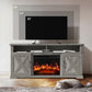 Electric Fireplace TV Stand for TVs up to 65", Farmhouse Entertainment Center with Fireplace, Grey
