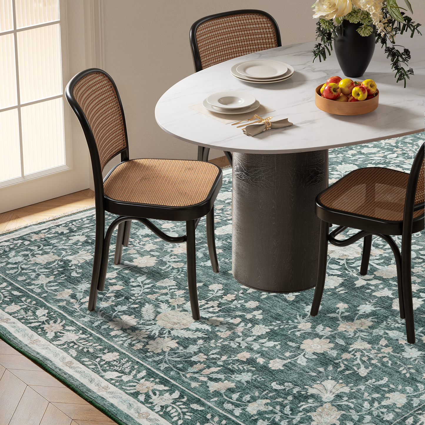 5'x7' Boho Area Rugs for Living Room, Machine Washable Stain Resistant Non-Shed Carpet, Area Rug with Non-Slip Backing for Bedroom, Dining Room, Dorm, Office