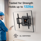 MountFTV Full Motion TV Wall Mount Bracket with Tool-Free Tilt for 37-90 inch TVs, Max 600x400mm, Holds up to 132 lbs