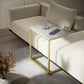 C-Shaped End Table Sofa Side Table for Couch Slide Under, White