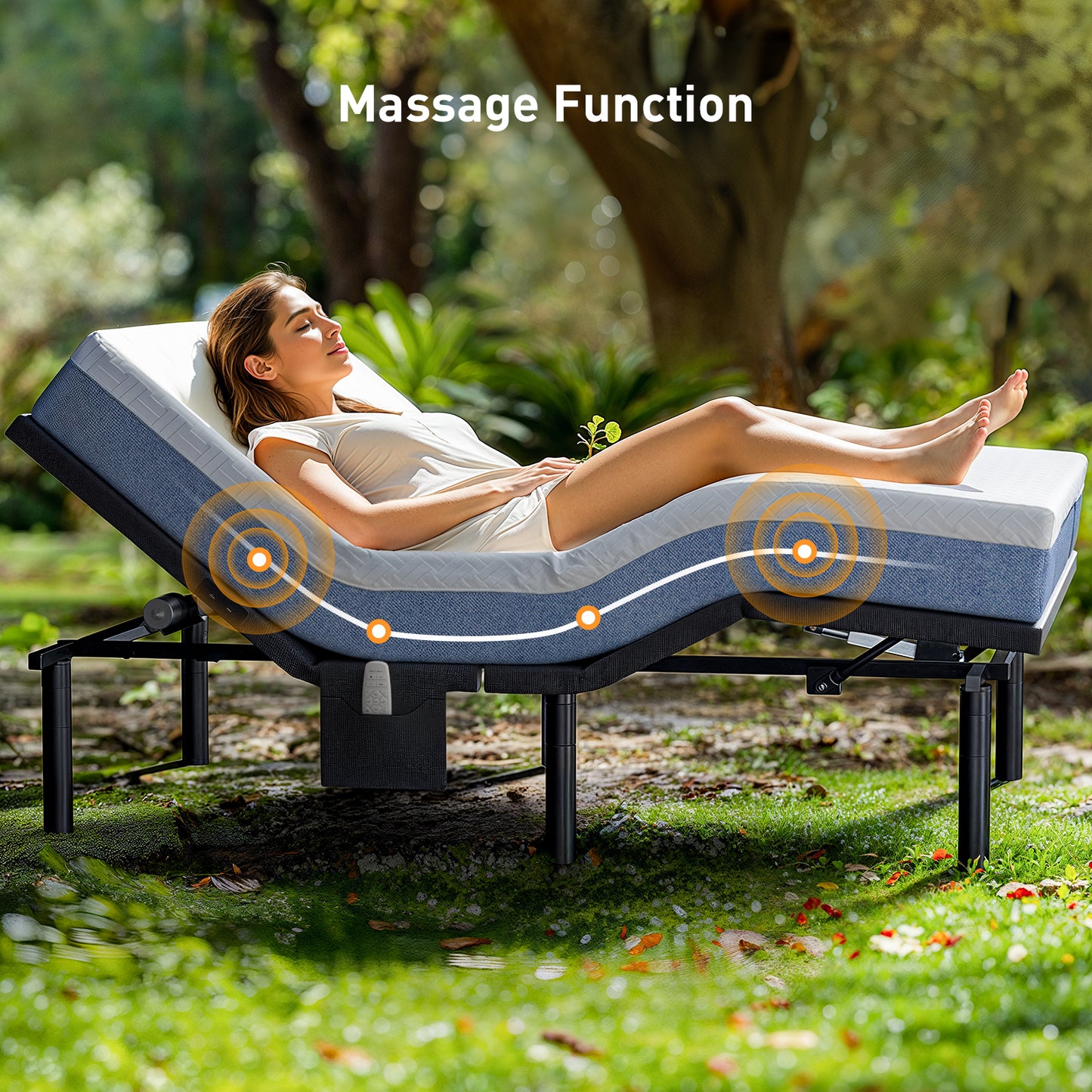 CHITOOMA Adjustable Bed Frame Queen with Massage and Wireless Remote Control, Adjustable Bed Base with Bed Nightlight and 2 USB Ports