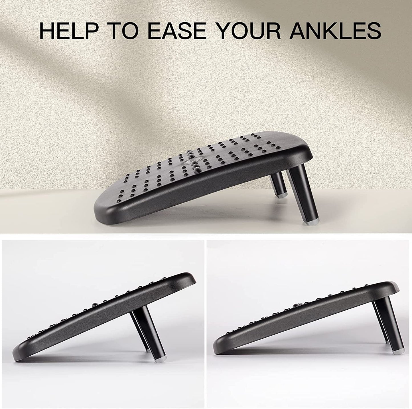Myfurnideal Adjustable Footrest with 2 Heights Ergonomic Foot Stool for Office, Home