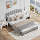 CHITOOMA Full Size Bed Frame with Adjustable Headboard, Grey Linen Upholstered Platform Bed Frame Full No Box Spring Needed, Noise-Free, Heavy Duty