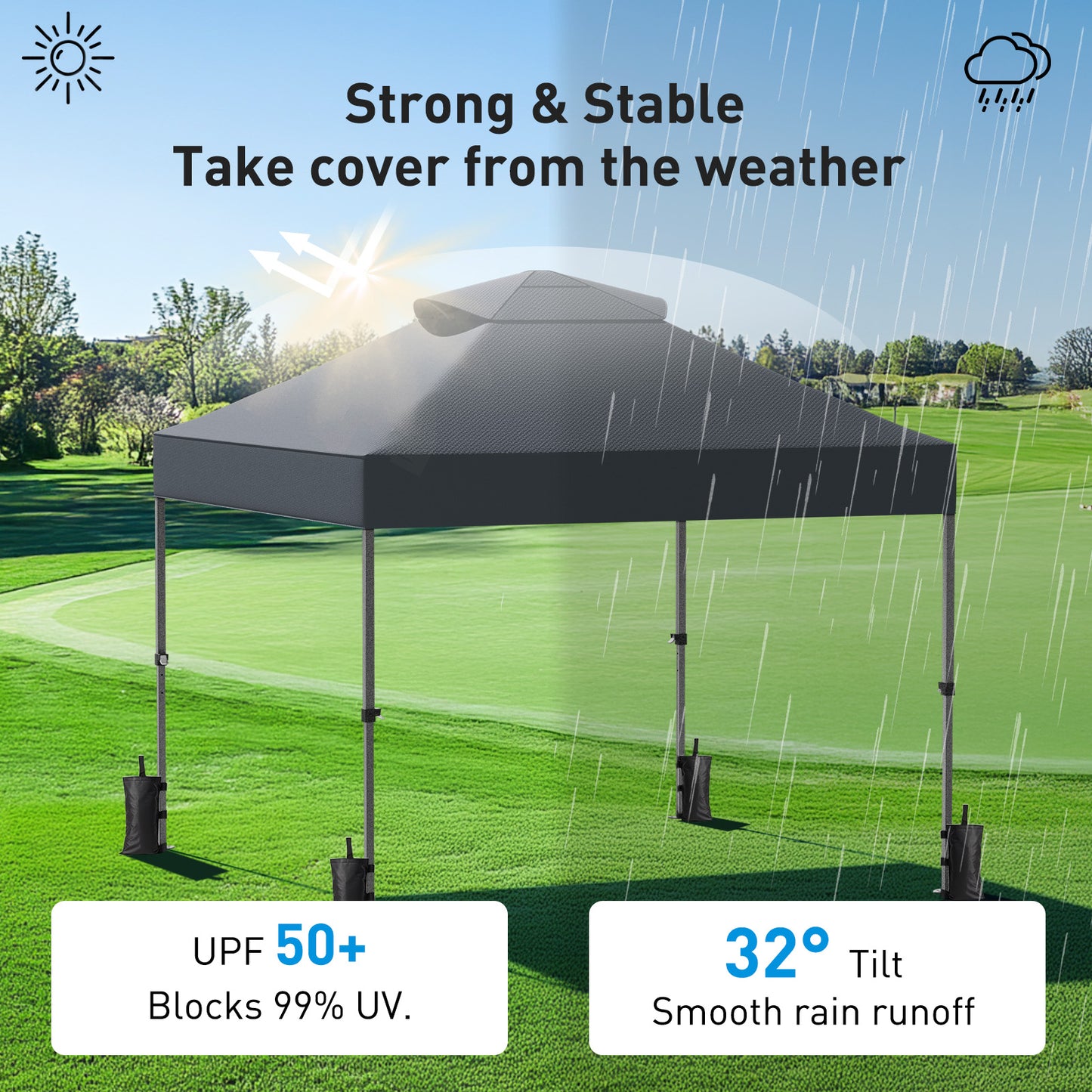 CHITOOMA 10 x 10ft Pop up Canopy Tent, Instant Outdoor Shelter Easy Portable Straight Leg Canopy Tent, Dark Gray