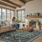 9'x12' Boho Area Rugs for Living Room, Machine Washable Area Rug with Non-Slip Backing, Stain Resistant Non-Shed Carpet for Bedroom, Dining Room, Dorm, Office