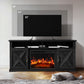 Electric Fireplace TV Stand for TVs up to 65", Farmhouse Entertainment Center with Fireplace, Black