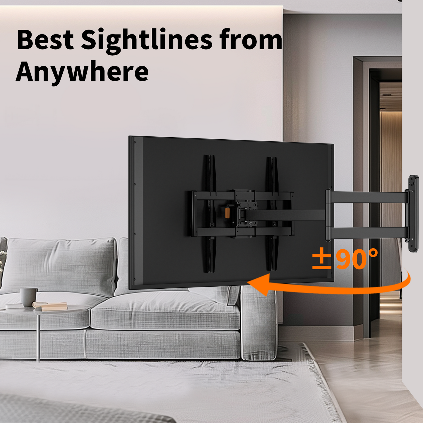MountFTV Full Motion TV Wall Mount Bracket for Most 13-42 Inch LED LCD Flat Curved Screen TVs