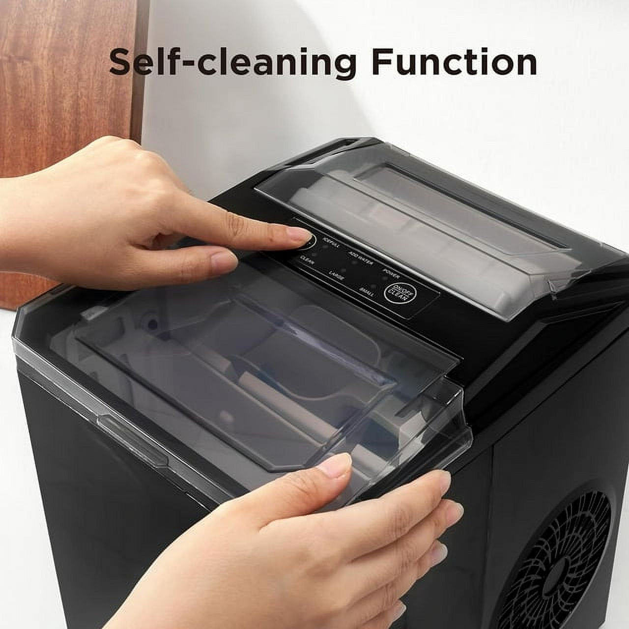 Countertop Ice Maker Machine, Portable Ice Makers Countertop, 26lbs/24H, 9 Cubes in 7 Mins, Self-Cleaning Ice Maker with Ice Scoop and Basket, Black