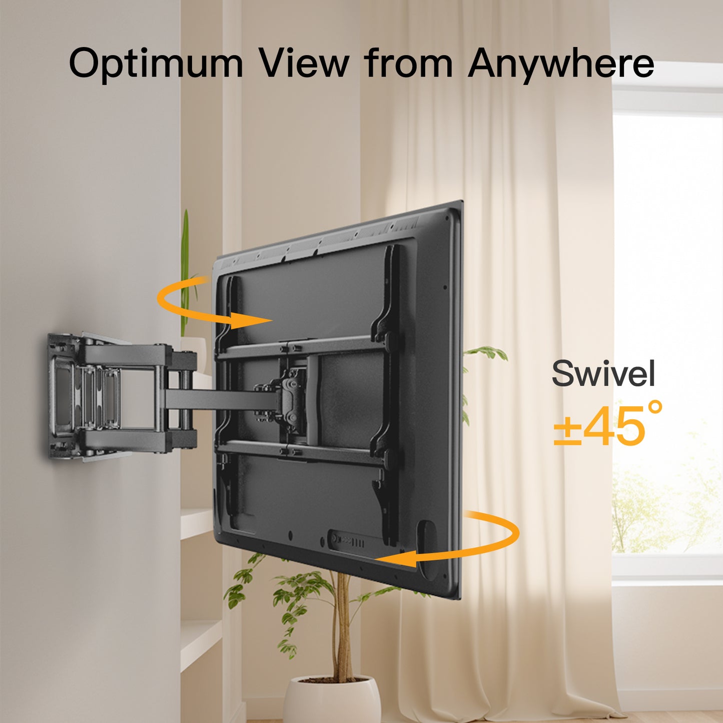 PERLESMITH Full Motion TV Mount for 37-84" TV with Swivel Tilt Extension Fits 16 to 24" Studs, Max 600x400, Holds up to 132 lbs