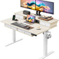 Kyspho 48″ x 30″ Standing Desk with Drawers, Electric Height Adjustable Sit Stand Desk with Storage Shelf, 4 Memory Preset Computer Desk with Cable Management Tray for Home Office, Oak