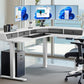 Kyspho 65'' L Shaped Standing Desk, Electric Height Adjustable Corner Computer Desk with 3 Drawers & 2 Cable Management Trays, Sit Stand Up Desk for Gaming Home Office, White