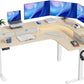 Kyspho 65″ L-Shaped Standing Desk, Electric Height Adjustable Corner Computer Desk with Power Outlets & LED Strip, Sit Stand Up Desk with with 3 Drawers for Home Office, Oak