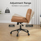 PU Armless Office Desk Chair with Wheels,PU Leather Cross Legged Wide Chair,Mid Back Adjustable Swivel Computer Task Chairs Vanity Chair for Home,Office(Brown) - Walmart.com