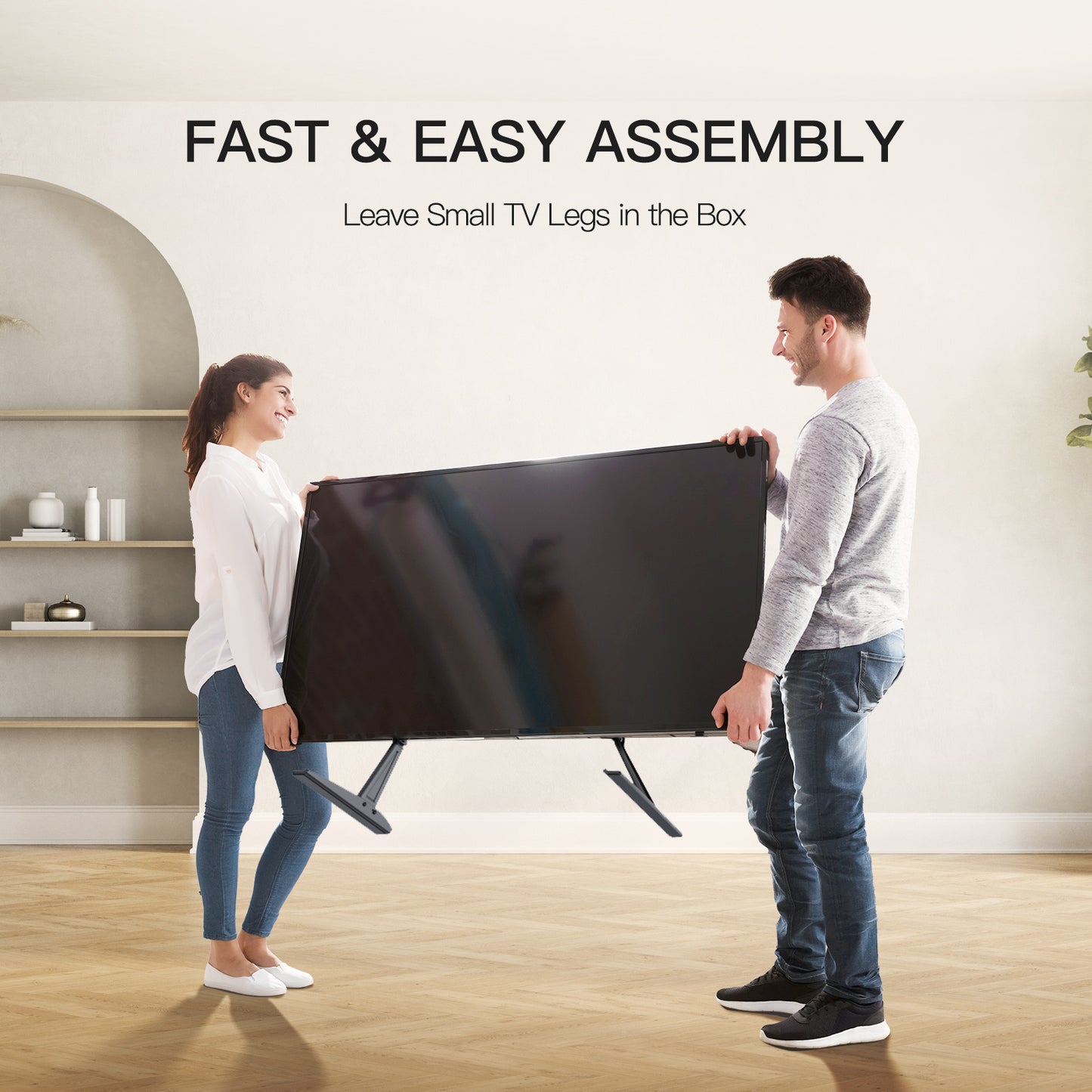 MountFTV Universal Table Top TV Stand for 22-65" Flat Screen with Height Adjustable Leg Stand Max 800x500mm, Holds up to 110 lbs