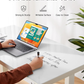 One Piece Glass Top Standing Desk with Drawer and Charging Ports, 55" x 24" Electric Height Adjustable Desk, Sit Stand up for Home Office, White