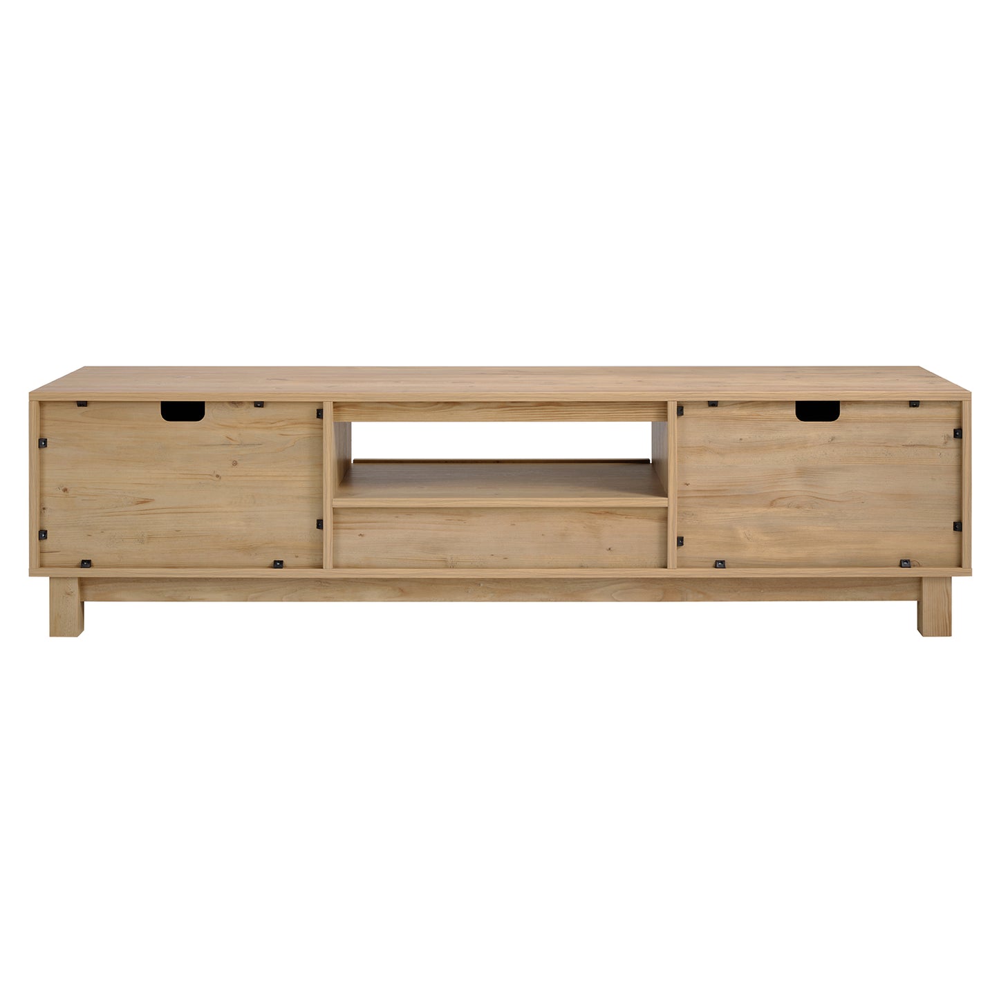 Mid-Century Modern TV Stand for 65″ TVs, Wood TV Console with Reeded 2-Door for Living Room, Nature