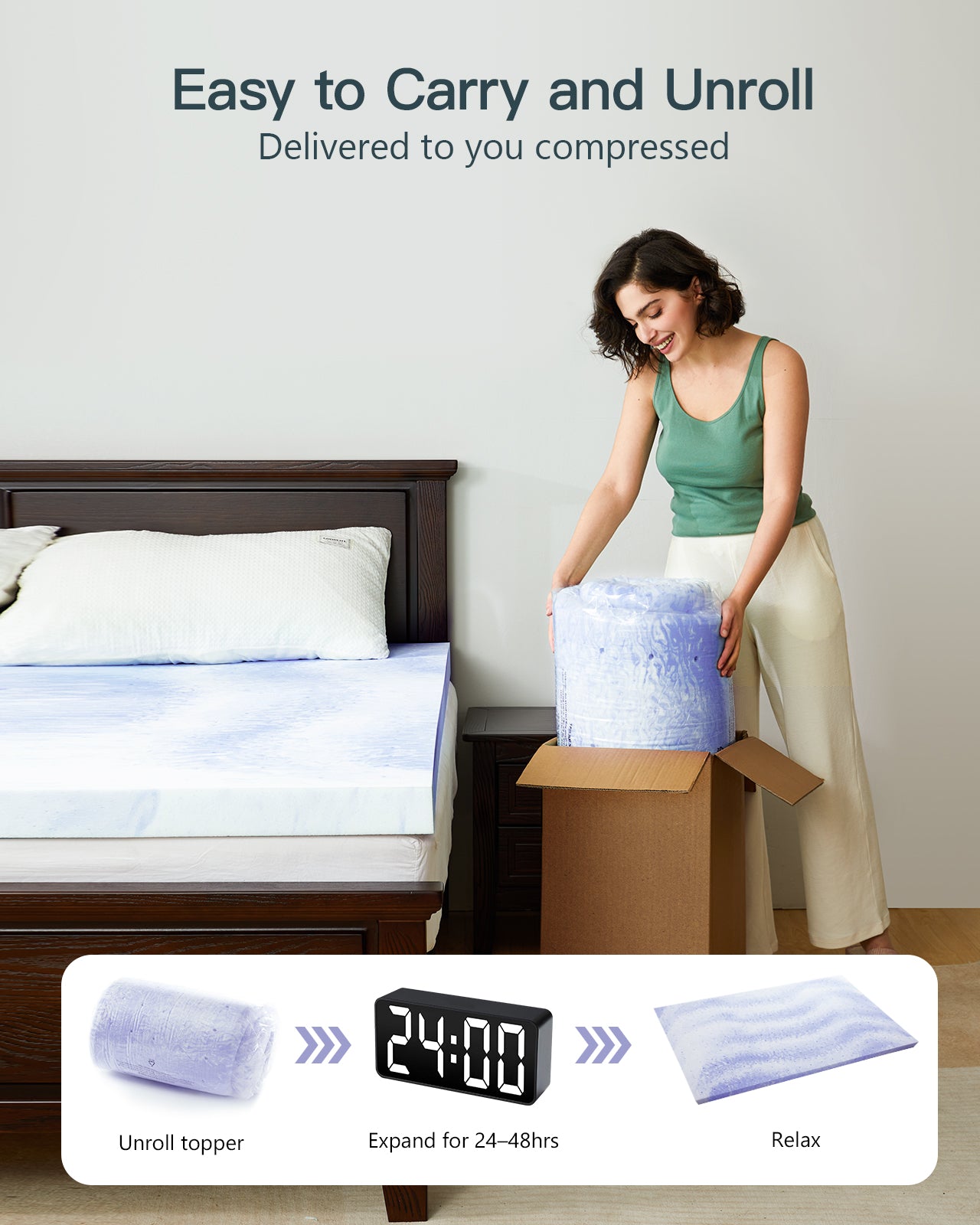 3 Inch Full Memory Foam Mattress Topper, Cooling Gel Infused Mattress Pad, Ventilated Bed Topper Full Size, CertiPUR-US Certified