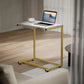 C-Shaped End Table Sofa Side Table for Couch Slide Under, White