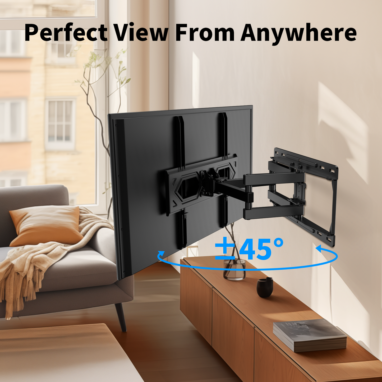 Full Motion TV Wall Mount for 26-60 inch TVs,TV Bracket up to 400x400mm,Hold up to 77lbs,Support Swivel, Tilt, Level Adjustment