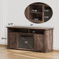 Electric Fireplace TV Stand for TVs up to 65", Farmhouse Entertainment Center with Fireplace, Vintage Brown