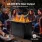 43" Rectangular Propane Gas Fire Pit Table with Wind Guard & Glass Rocks for Patio & Garden, Black Outdoor Fireplace with Lid & Lava Rocks